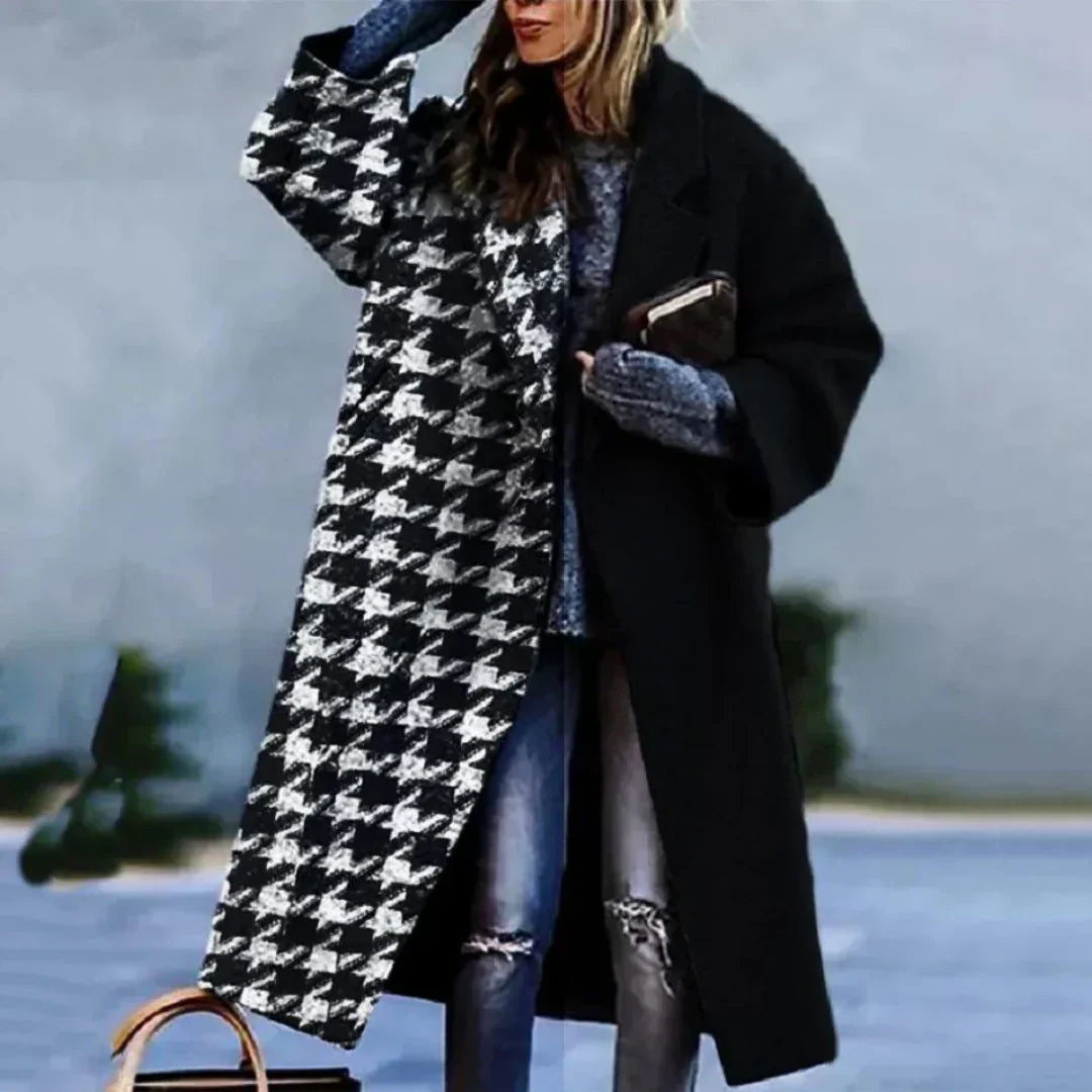 Long Women's Coat With Stylish Designer Patterns