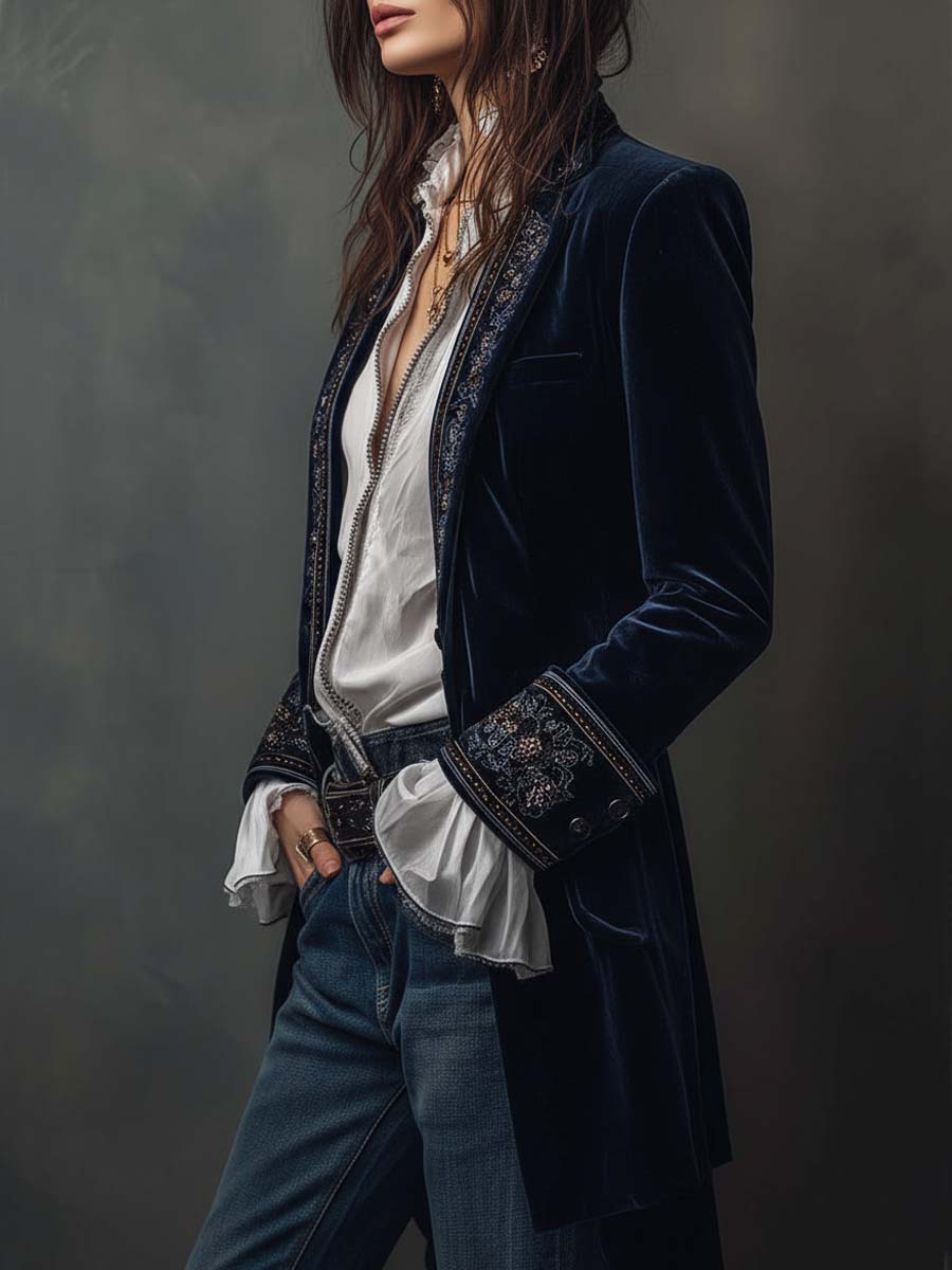 Mary | Navy Polyester  Jacket