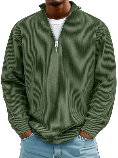 JASON – RELAXED HALF-ZIP RIBBED SWEATER