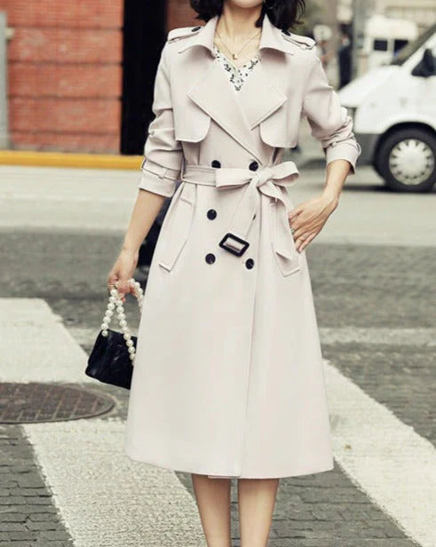 Trench Coat with Double Breasted Button Placket