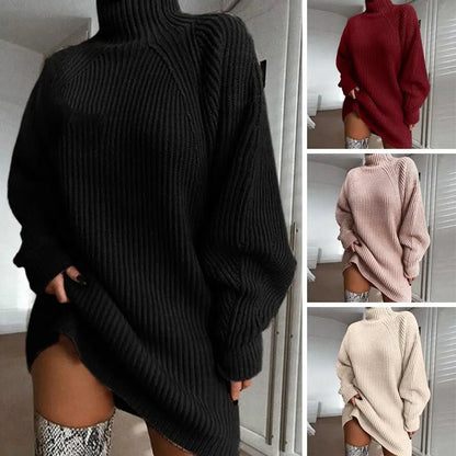 Women's Turtleneck Sweater Dress for Winter
