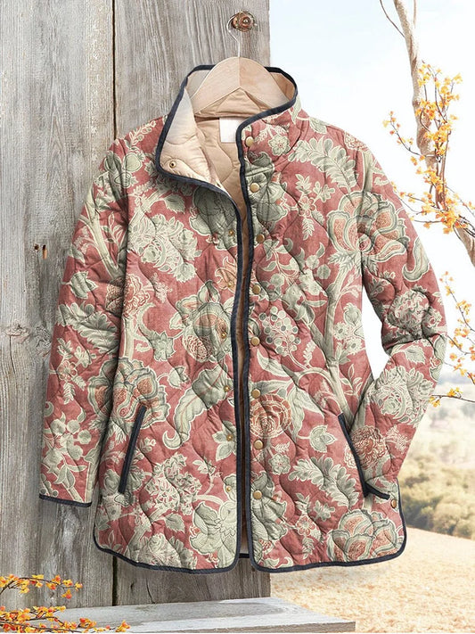 Ava | Women's Casual Quilted Jacket with Vintage Floral Print